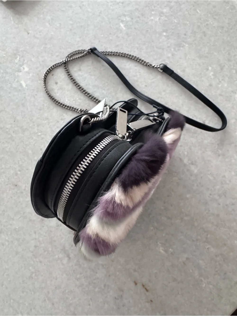 NWT Rebecca Minkoff Genuine Rabbit Fur Heart Crossbody bag
